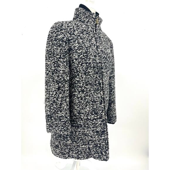 J Crew Coat Italian Wool Lodge Tweed Zip Up in Boucle Speckled Black White 6P - Picture 7 of 12